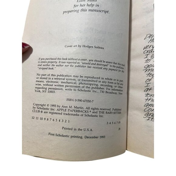 The Baby Sitters Club Mystery #12 Dawn and the Surfer Ghost‎ Ann M. Martin - Picture 7 of 7
